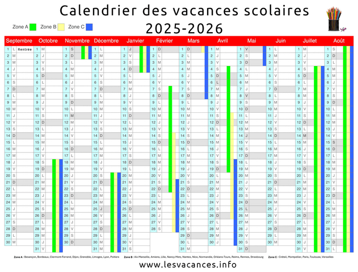 calendrier vacances scolaires