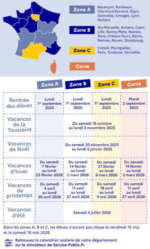vacances scolaires 2025-2026 Corse